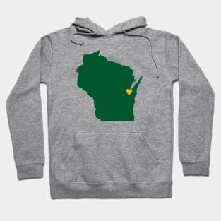 Wisconsin Love in Green and Gold Hoodie